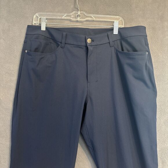 Lululemon ABC Pants Warpstreme Slim Fit 5 Pocket Mens 36x26 Navy Blue M5AQGS - Picture 3 of 13